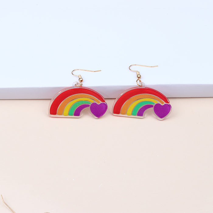 Wholesale Rainbow Heart Acrylic Earrings MOQ≥2 JDC-ES-DUAI011