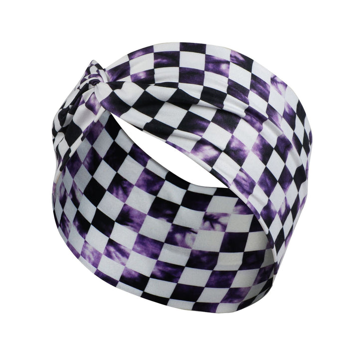 Wholesale Headband Milk Silk Checkerboard Stretch Knit Sports MOQ≥2 JDC-HD-FanM006