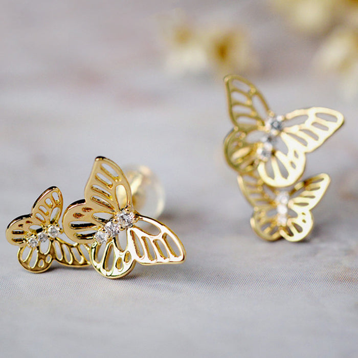 Wholesale Earrings Copper Super Flash Zircon Butterfly MOQ≥2 JDC-ES-PREMCAOS014