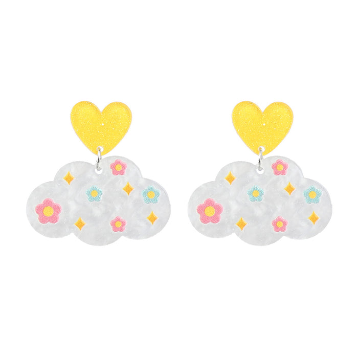 Wholesale plastic small fresh rainbow cloud resin earrings MOQ≥2 JDC-ES-jiul010