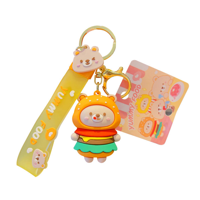 Wholesale Keychains PVC Alloy Cute Gluttonous Bear MOQ≥2 JDC-KC-YDao051