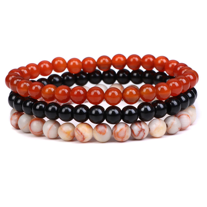 Wholesale Natural Pink Crystal Agate Stone Combination Set Elastic Bracelet JDC-BT-YinY009