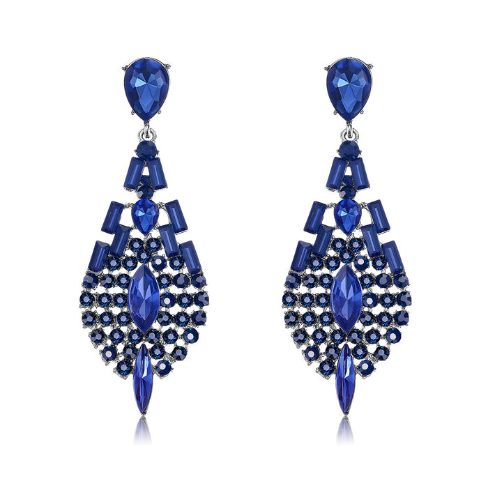 Wholesale Zinc Alloy Stereo Crystal Tassel Acrylic Rhinestone Earrings JDC-ES-GSDB052