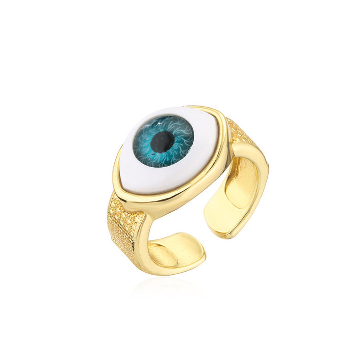 Wholesale Rings Copper 18K Gold Plated Devil's Eye Adjustable JDC-RS-PREMAG003