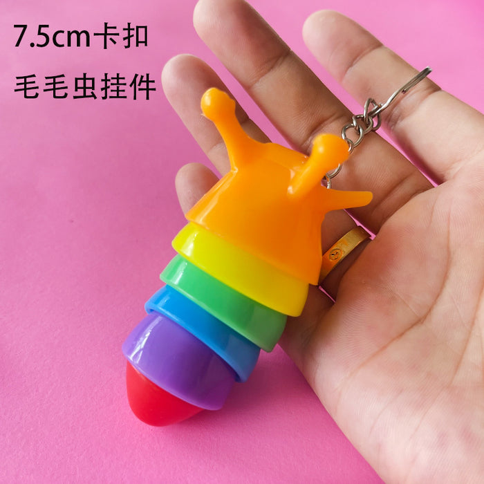 Wholesale Keychains For Backpacks keychain caterpillar pendant decompression toy slug slug keychain bag pendant MOQ≥2 JDC-KC-YDuo001