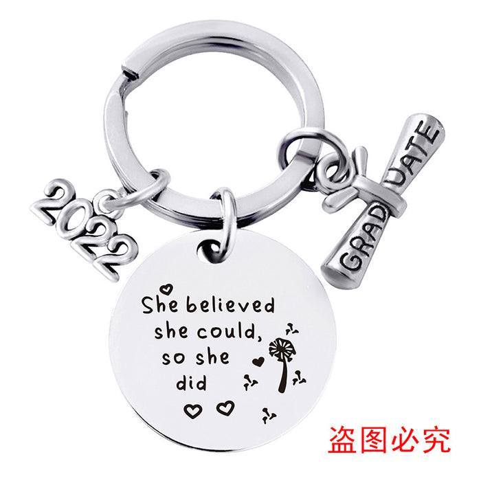 Jewelry WholesaleWholesale Stainless Steel Round Graduation Season Gift Metal Keychain JDC-KC-GangGu001 Keychains 钢古 %variant_option1% %variant_option2% %variant_option3%  Factory Price JoyasDeChina Joyas De China