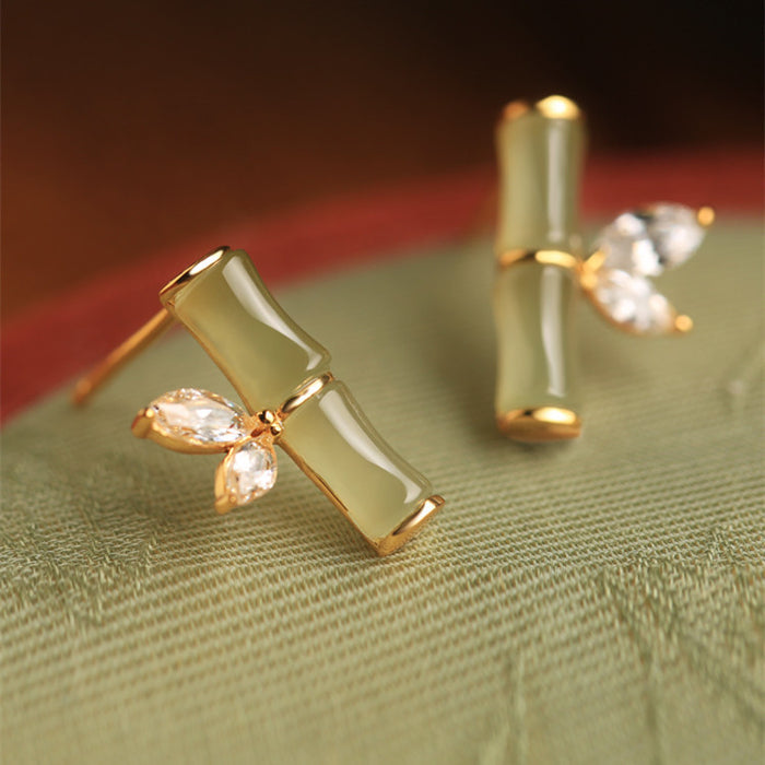 Wholesale Earrings Alloy Vintage Bamboo Zircon JDC-ES-PD001