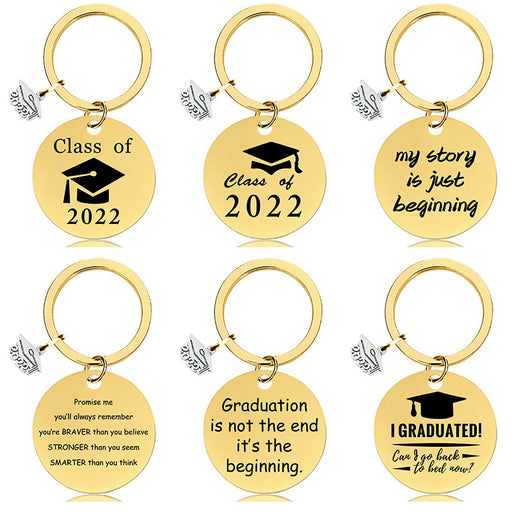 Jewelry WholesaleWholesale Graduation Season Gift Stainless Steel Round Metal Keychain JDC-KC-GangGu015 Keychains 钢古 %variant_option1% %variant_option2% %variant_option3%  Factory Price JoyasDeChina Joyas De China