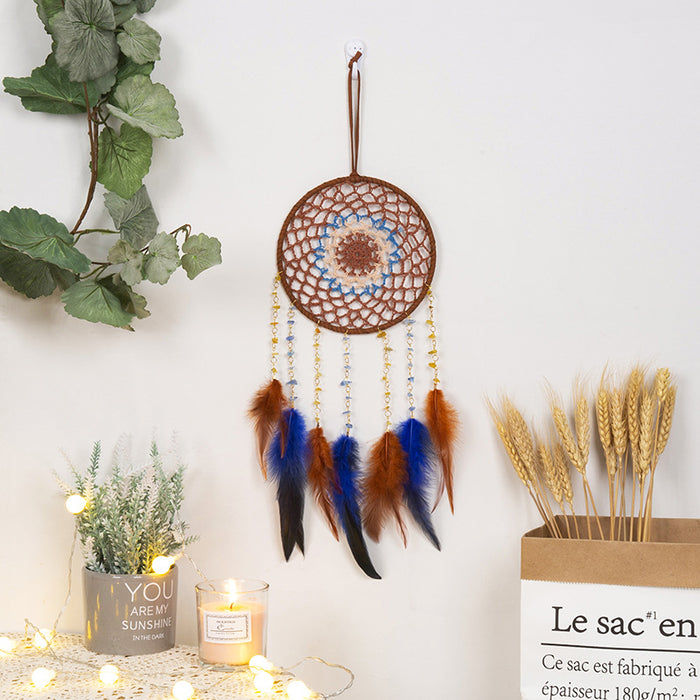 Jewelry WholesaleWholesale Feather Gravel Leather Rope Indian Dreamcatcher MOQ≥2 JDC-DC-MGu030 Dreamcatcher 梦罟 %variant_option1% %variant_option2% %variant_option3%  Factory Price JoyasDeChina Joyas De China