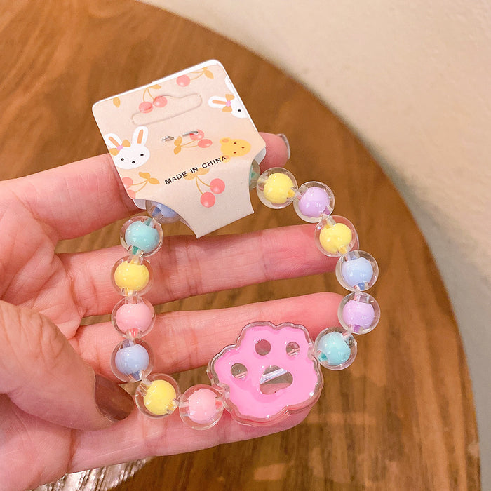 Wholesale Cartoon Kids Bracelet Jelly Color Beaded Cute Girls Baby Bracelet JDC-BT-Duor001