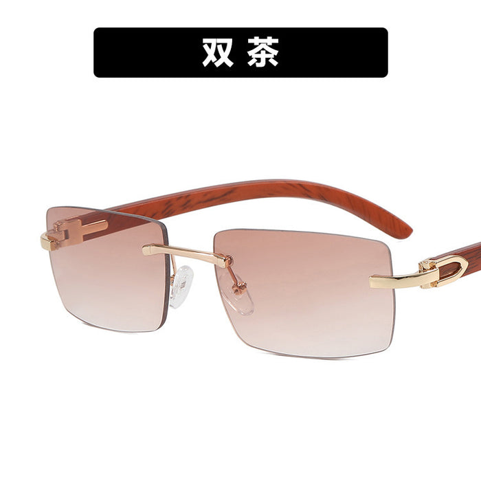 Wholesale Frameless Cut Edge Wood Grain Leg Sunglasses Men's Sunglasses JDC-SG-PLS067