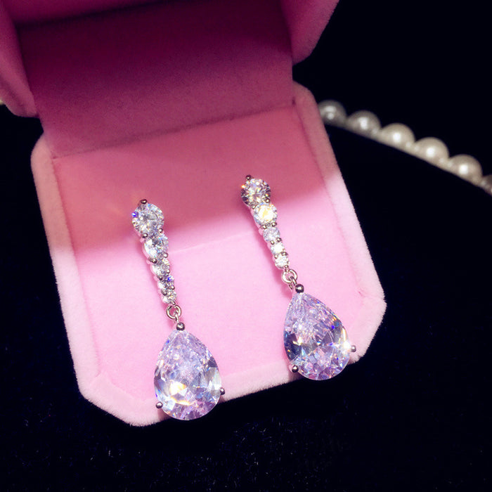 Wholesale white zircon Drop Earrings JDC-ES-ery005