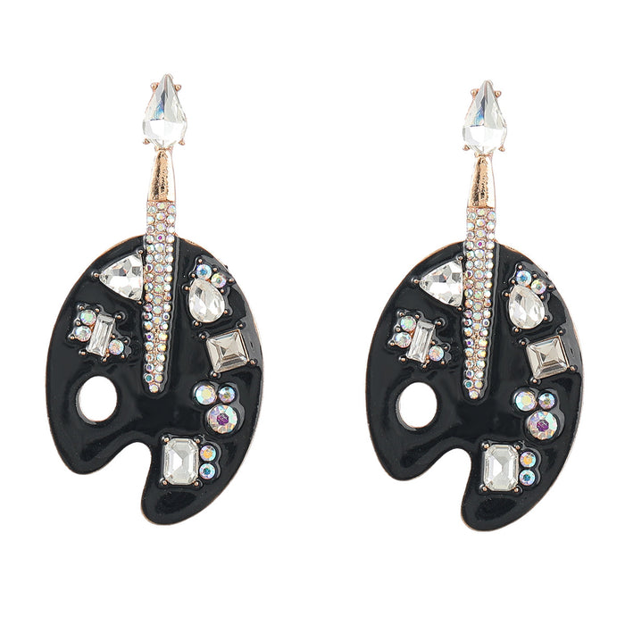 Wholesale Alloy Color Diamond Drop Oil Diamond Cartoon Palette Earrings JDC-ES-jiul001