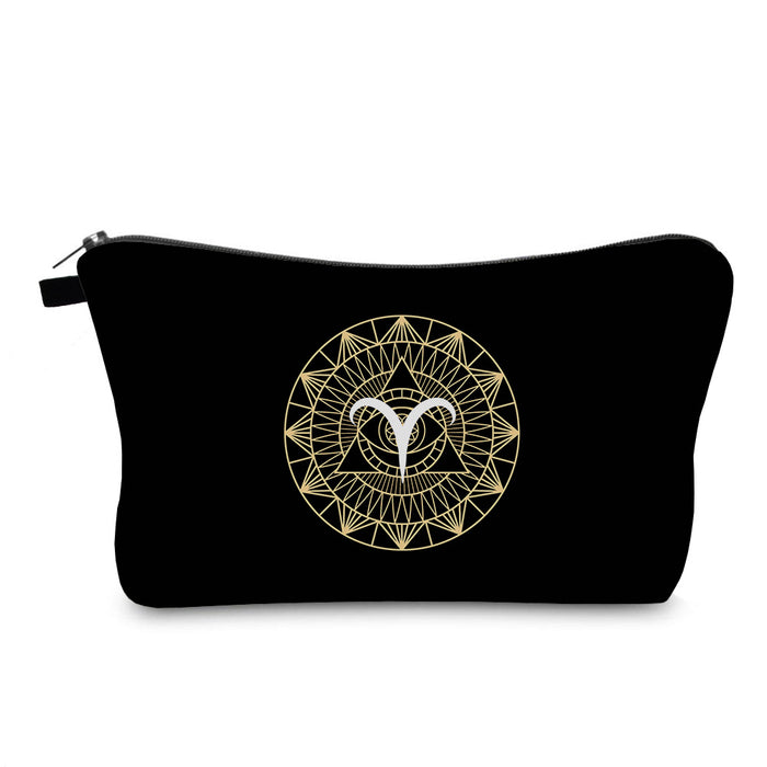 Wholesale Waterproof Black Cosmetic Bag 12 Constellation Printing JDC-CB-XinD009