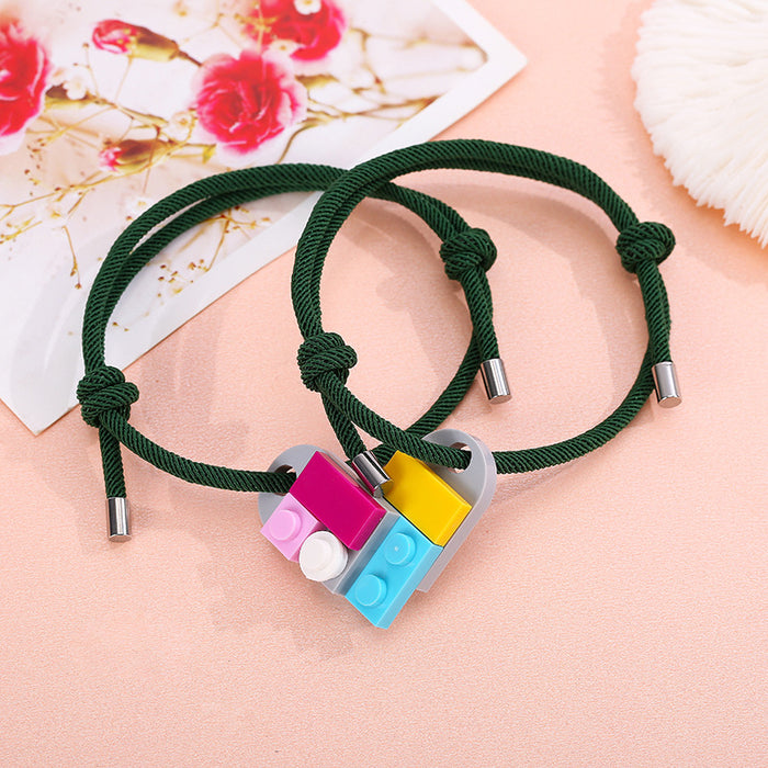 Wholesale Milanese Rope Building Blocks Assembled Love Couple Bracelet JDC-BT-ZiR013