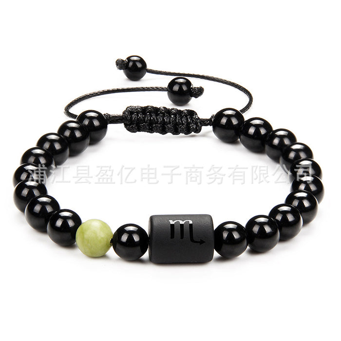 Wholesale Twelve Constellation Men's Black Onyx Braided Couple Bracelet JDC-BT-YinY013