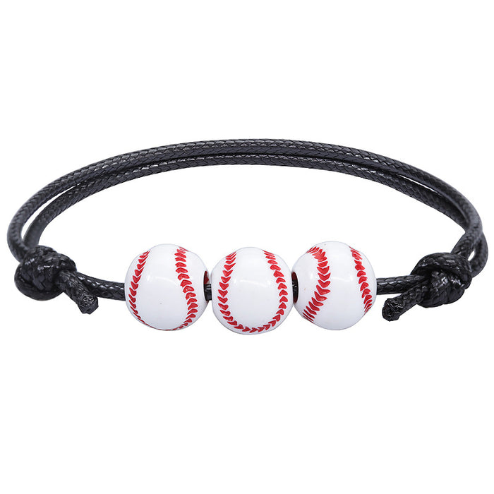 Wholesale Bracelet Basketball Baseball Wax Thread Braided Tennis Rugby Bracelet MOQ≥2 JDC-BT-Yiye026