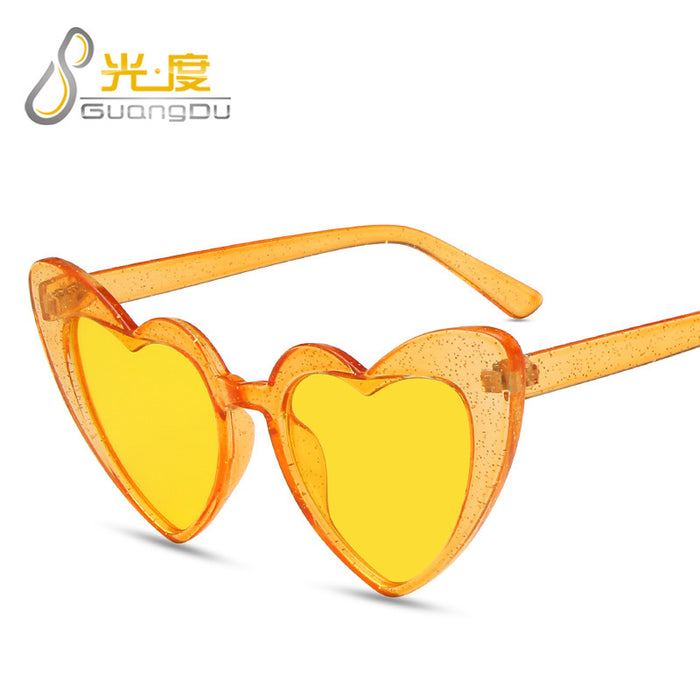 Jewelry WholesaleWholesale Glitter Love Fluorescent Peach Heart Sunglasses JDC-SG-GuangD006 Sunglasses 光度 %variant_option1% %variant_option2% %variant_option3%  Factory Price JoyasDeChina Joyas De China