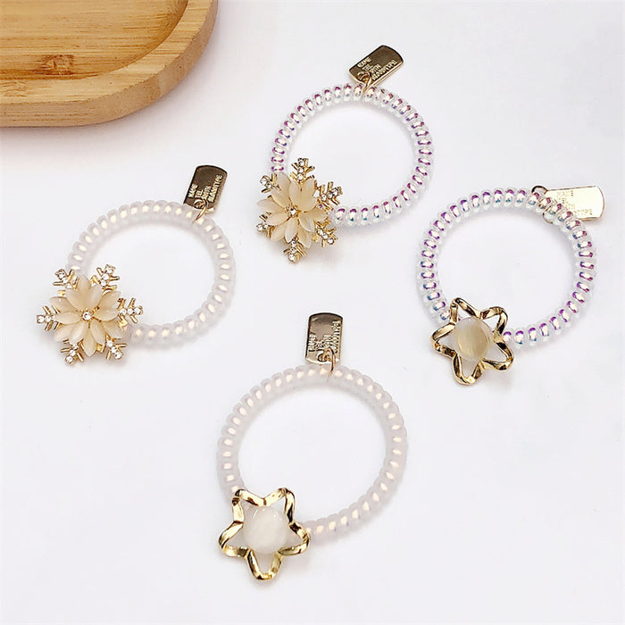 Jewelry WholesaleWholesale Cat Eye Phone Cord Hair Ring Snowflake Star Head Rope Bracelet JDC-BT-WeiY018 Bracelet 薇雅 %variant_option1% %variant_option2% %variant_option3%  Factory Price JoyasDeChina Joyas De China