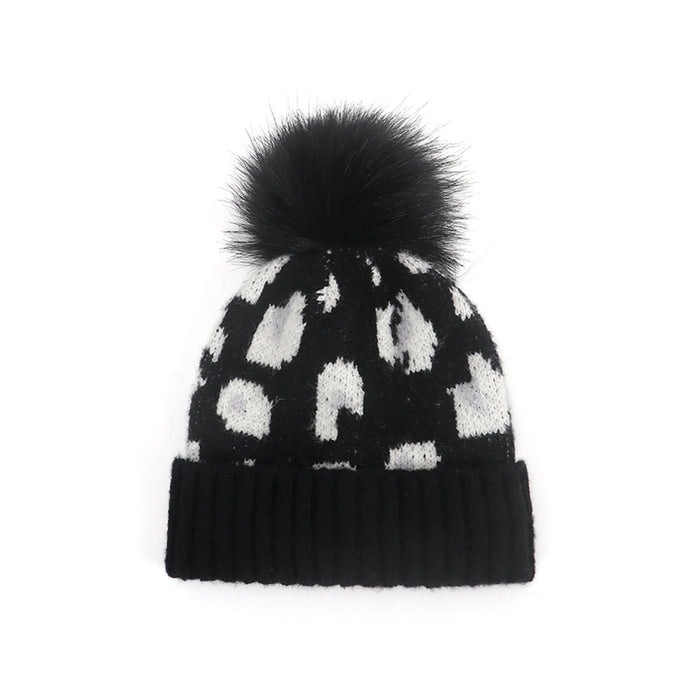 Wholesale Hats Cotton Winter Warm Seahorse Pom Pom Cute Leopard Print Kids Hats JDC-FH-GSGM005