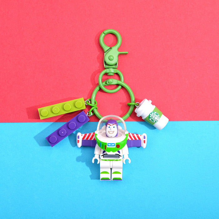 Wholesale Cartoon Resin Building Blocks Keychain (M) JDC-KC-QMou010