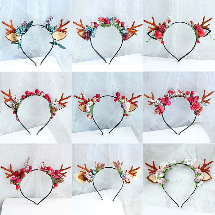 Wholesale Headband Fabric Christmas Elk Antlers JDC-HD-QingH001