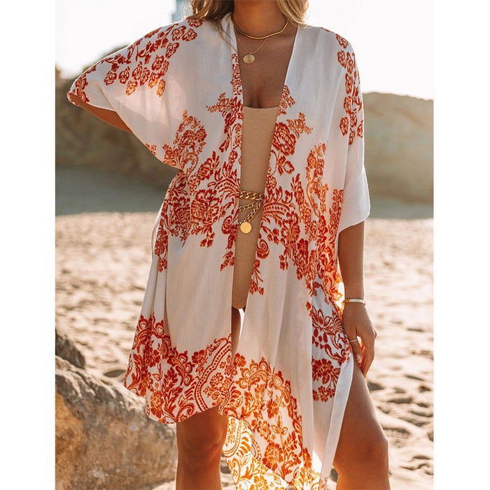 Jewelry WholesaleWholesale long section open chiffon printed beach cover up JDC-SW-ASJP001 Swimwear 艾尚嘉品 %variant_option1% %variant_option2% %variant_option3%  Factory Price JoyasDeChina Joyas De China