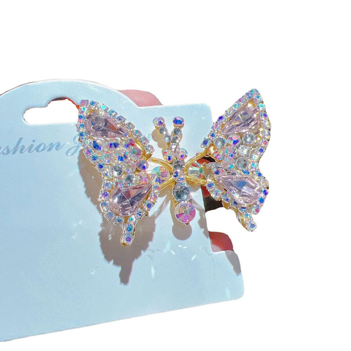 Wholesale Hair Clips Alloy Rhinestone Spring Butterfly JDC-HC-WEID001