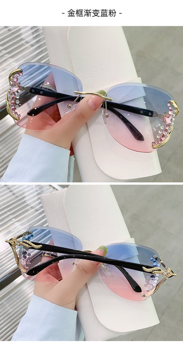 Wholesale rimless cut edge women UV protection diamond sunglasses JDC-SG-ZhanH005