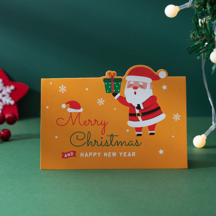 Wholesale Greeting Card Paper Cartoon Santa Claus Snowman Blessing Message Small Card 10pcs JDC-GC-SenS001