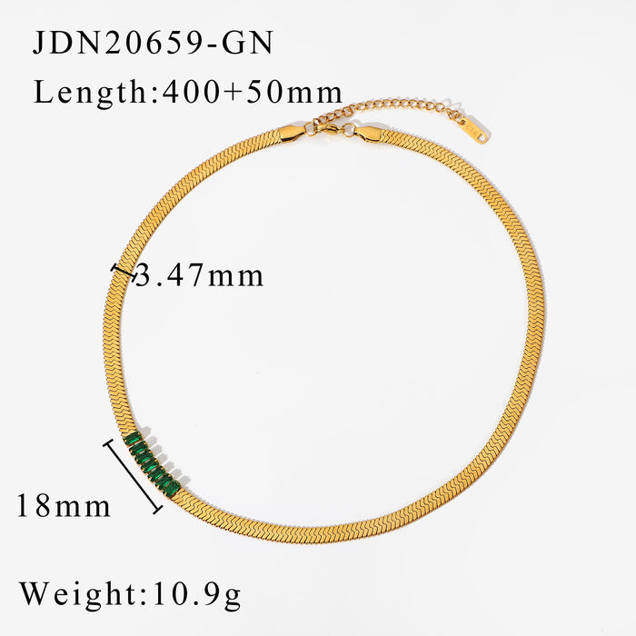 Jewelry WholesaleWholesale Gold Plated Stainless Steel Rectangle Colorful Zirconium Necklace JDC-NE-JD387 necklaces 杰鼎 %variant_option1% %variant_option2% %variant_option3%  Factory Price JoyasDeChina Joyas De China