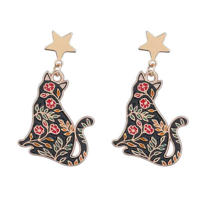 Wholesale Earrings Alloy Enamel Halloween Zombie Kitten Rabbit JDC-ES-JL1033