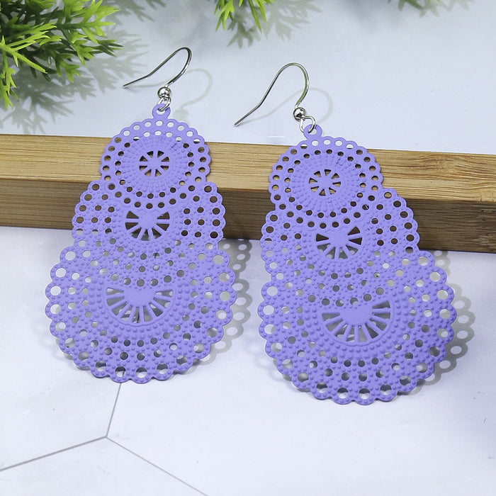 Wholesale earrings alloy gourd ring hollow candy color MOQ≥2 JDC-ES-momo004