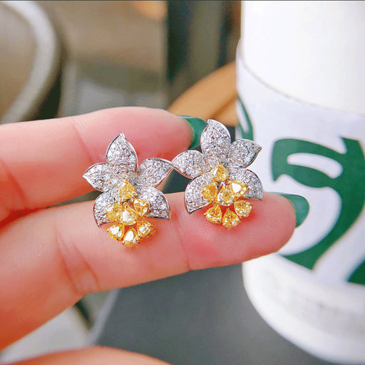 Jewelry WholesaleWholesale Luxury Encrusted Diamond Flower Stud Earrings JDC-ES-JYS016 Earrings 静夜思 %variant_option1% %variant_option2% %variant_option3%  Factory Price JoyasDeChina Joyas De China