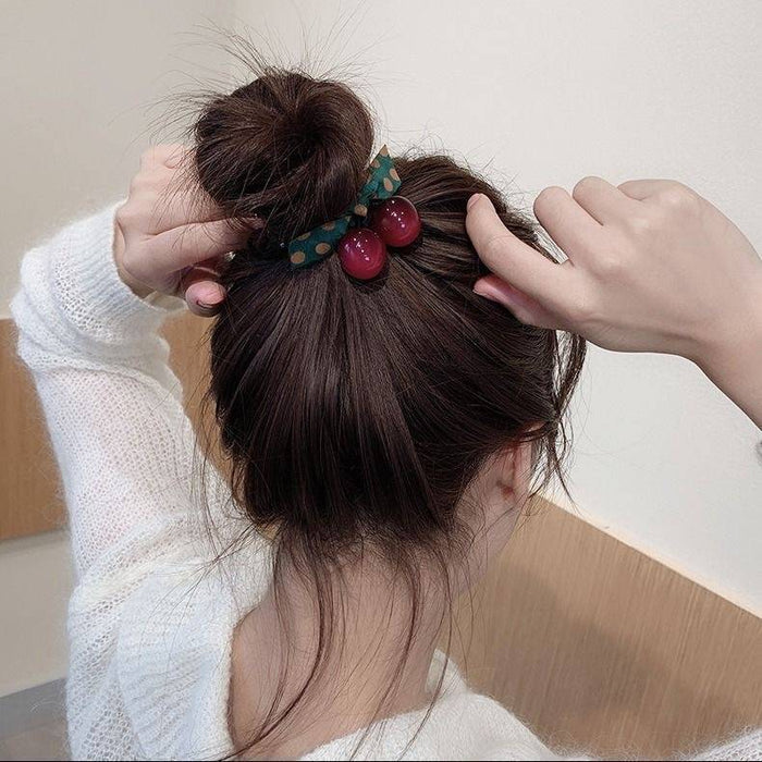 Wholesale Acrylic Fashion Cherry Hair Rope Simple Candy Color Hair Ring MOQ≥2 JDC-HS-Fuyuan002