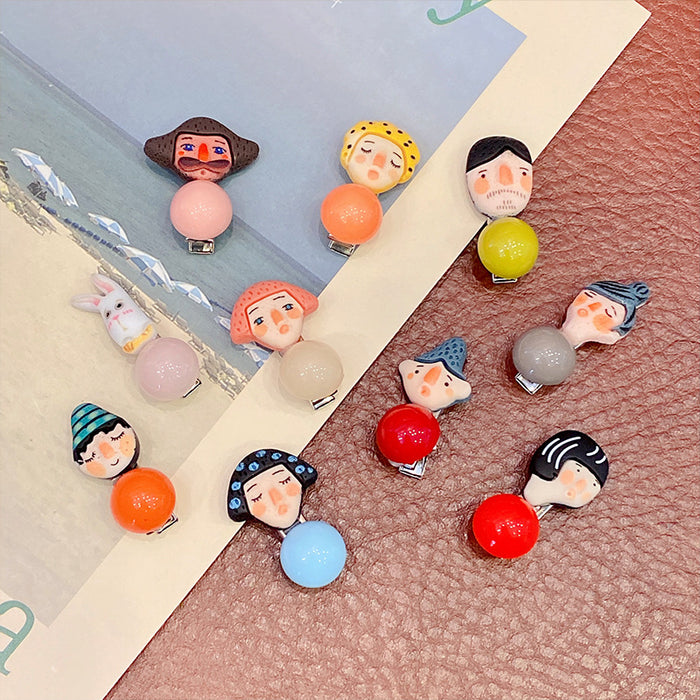 Wholesale plastic cartoon doll hairpin ball JDC-HC-RXi015