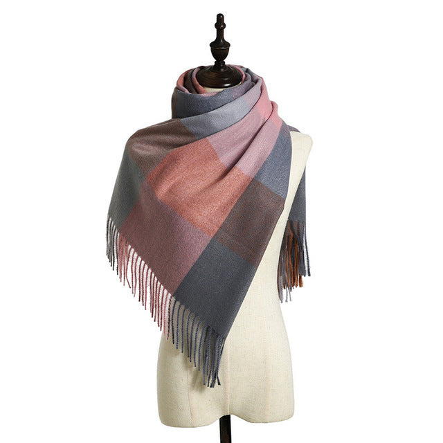 Wholesale Scarf Imitation Cashmere Plaid Thickened Warm Long Scarf JDC-SF-Randai001