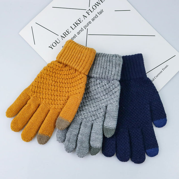 Wholesale Gloves Acrylic Thick Knit Warm Touch Screen JDC-GS-HaiL012