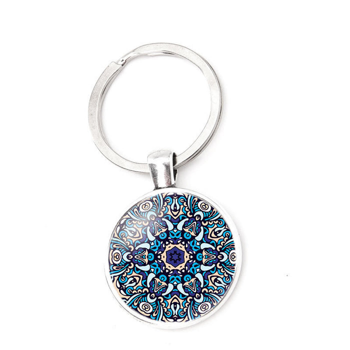 Wholesale Keychains Alloy Indian Religion Mandala Flower Time Gem MOQ≥2 JDC-KC-XinT003