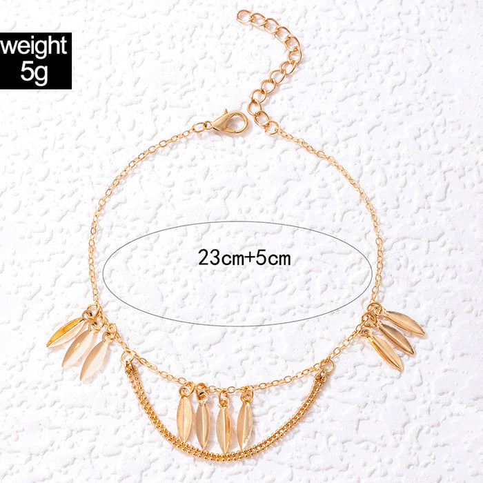 Jewelry WholesaleWholesale leaf geometry ball single layer ankle bracelet JDC-AS-HEM002 Anklet 和鸣 %variant_option1% %variant_option2% %variant_option3%  Factory Price JoyasDeChina Joyas De China