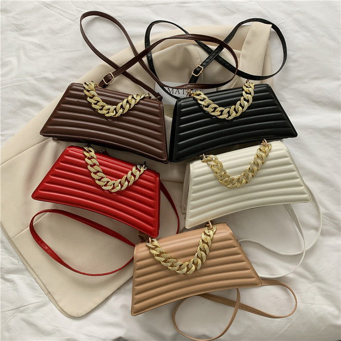 Wholesale PU Crease Stripe Shoulder Bag JDC-SD-HZD036