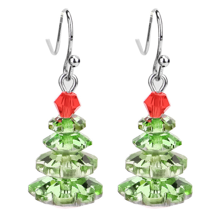 Wholesale Christmas Tree Earrings Multilayer Electroplating Crystal Earrings MOQ≥3 JDC-ES-QiuX001