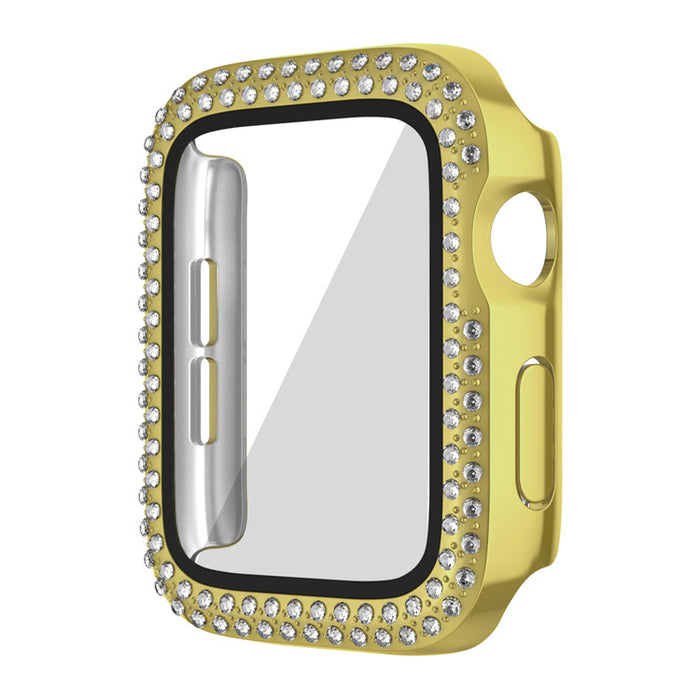 Wholesale Watch Case PC Double Row Flash Diamond Belt Film iWatch Protective Cases MOQ≥2 JDC-WD-KuYue001