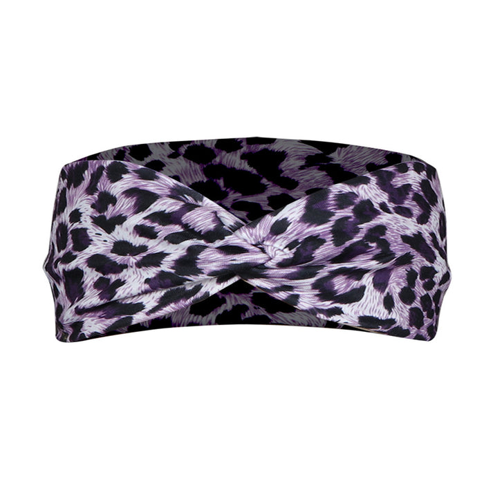 Wholesale Headband Fabric Leopard Print Cross Yoga Running Fitness MOQ≥2 JDC-HD-FanM003