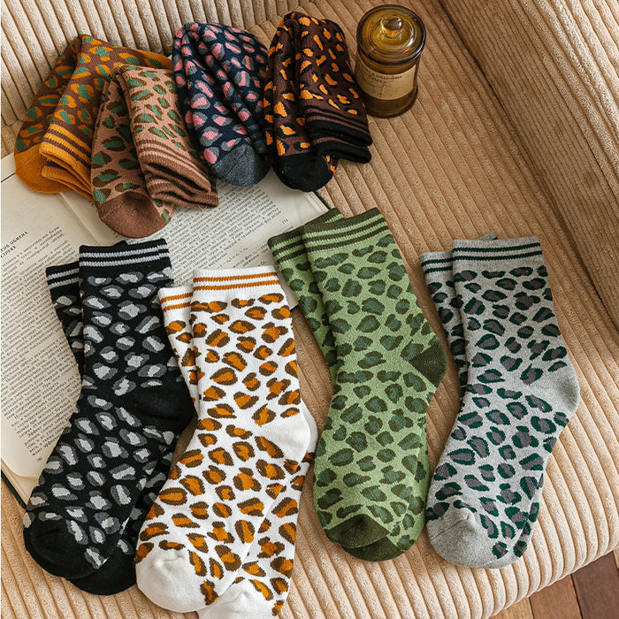 Wholesale Sock Cotton Mid Tube Sweat Absorbing Winter Thickening Warm Leopard Print JDC-SK-MD006