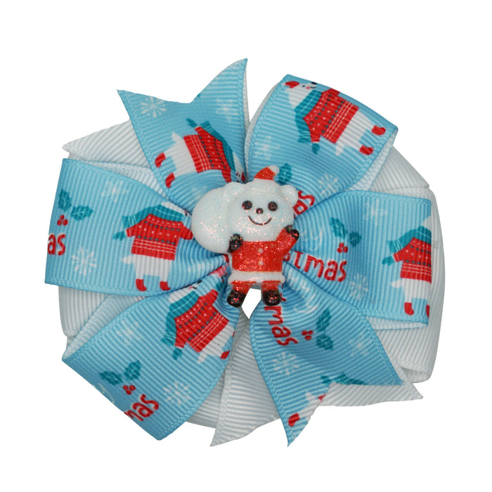 Wholesale Hair Clips Polyester Ribbon Christmas Girl Cartoon Bow MOQ≥5 JDC-HC-MNT002