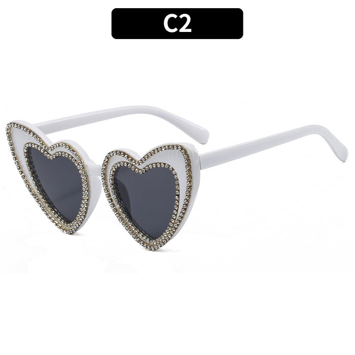 Wholesale love diamond sunglasses peach heart cute JDC-SG-XIa028