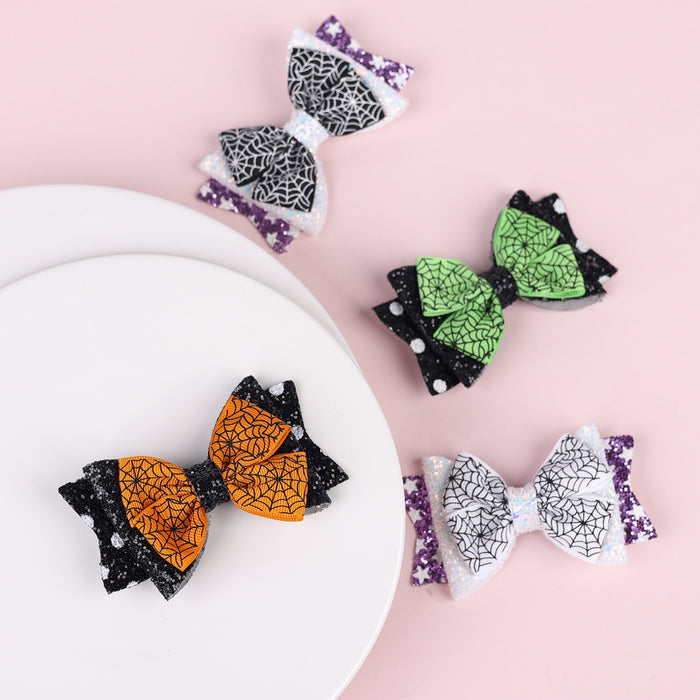 Wholesale Children's Hair Clip Halloween Bat Bow Leather JDC-HC-qiun006