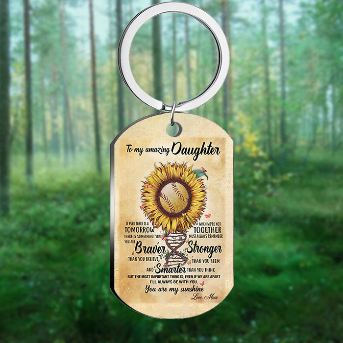 Jewelry WholesaleWholesale To My Amazing Daughter Sunflower Stainless Steel Necklace Keychain MOQ≥2 JDC-KC-HuH007 Keychains 胡贺 %variant_option1% %variant_option2% %variant_option3%  Factory Price JoyasDeChina Joyas De China