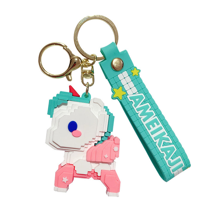 Wholesale personalized building blocks Pegasus doll keychain car pendant JDC-KC-OShi017